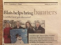 Banner News  Working together with the village association in the concept, design and production of seasonal banners for along the main corridor of Cumberland